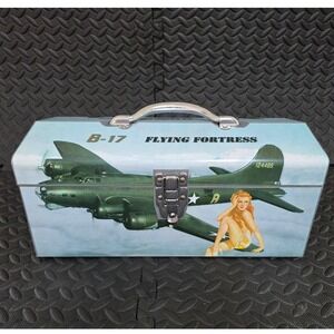 B-17 Flying Fortress Metal Toolbox Utility Case Pin Up Girl